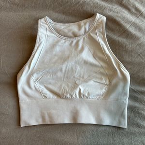 Lululemon White High Neck Sports Bra (Size 8)